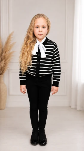 Sweter dziewczęcy czarny w paski