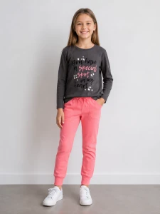 Komplet dziewczęcy BOBOLI 443247 grafit-róż
