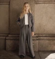 Eleganckie dziewczęce spodnie z szeroką nogawką SARABANDA H550 szare
