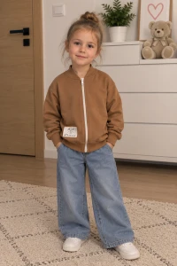 Bluza dziewczęca z misiem czekoladowa