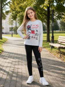 Komplet dziewczęcy BOBOLI 433280 szary-czarny