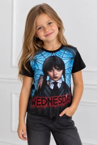 Bluzka dziewczęca Wednesdey czarna nadruk