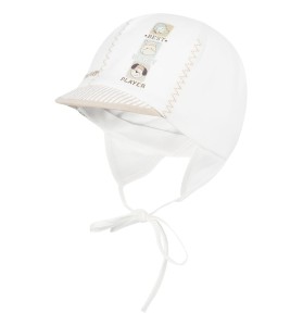 Czapka chłopięca JAMIKS OSKAR ecru z daszkiem