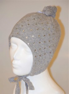 Czapka dziewczęca MAXIMO 54579 szara wiązana pod szyją podszyta polarem